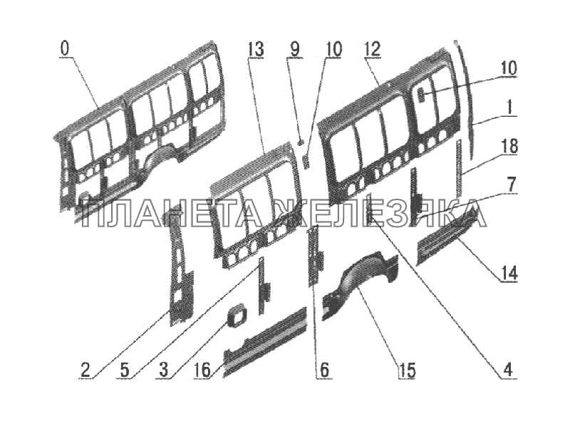 Каркас левой боковины (3221-5401051) ГАЗ-2705, 3221 (куз. детали)